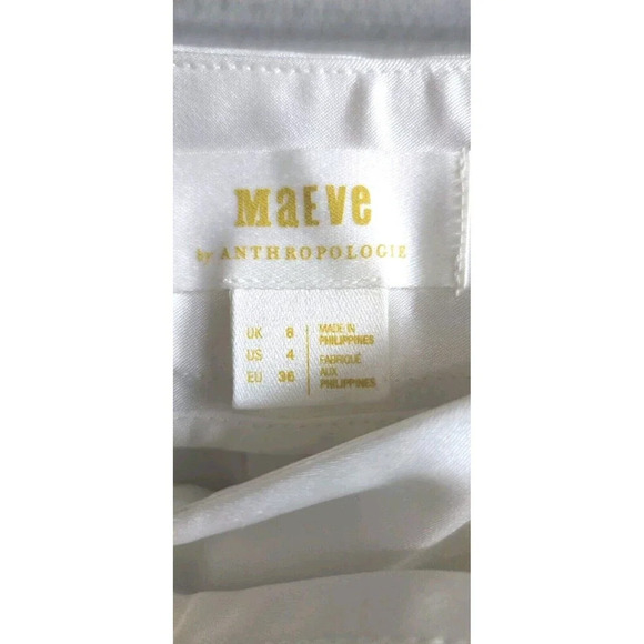 Maeve Anthropologie Parachute Pants Women's 4 Cream Satin Belted NWT - Picture 2 of 8